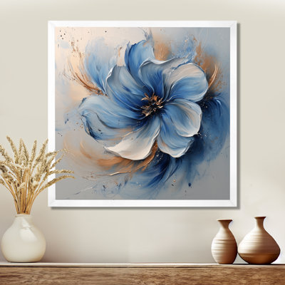 «Sammons White Velvet Blue Chrysanthemums Ink River VI», art mural sur toile Chrysanthemums