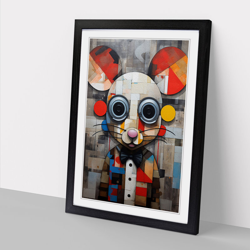 Mouse Constructivism No.4 - Single Picture Frame Print on Wood, Black Framed, 46cm H x 34cm W x 2cm D