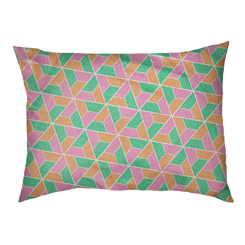 Coussin pour chien Byrge Trapezoids, Très grand (l 50 po x P 40 po x H 42 po), Vert / orange / rose vif