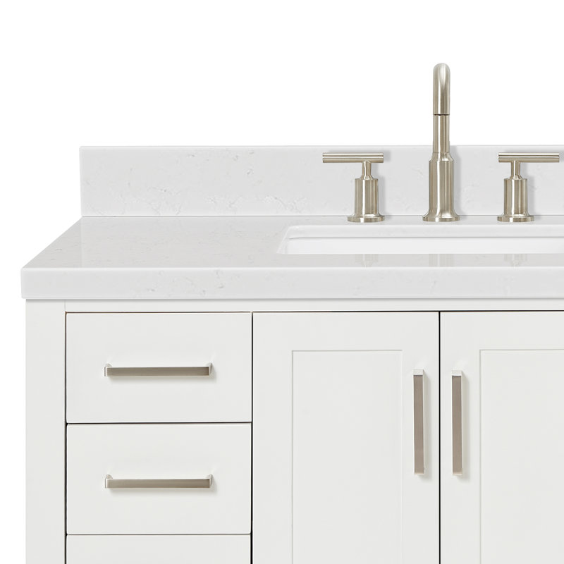 ARIEL Magnolia 42 Single Bathroom Vanity with Top, White, Rectangular