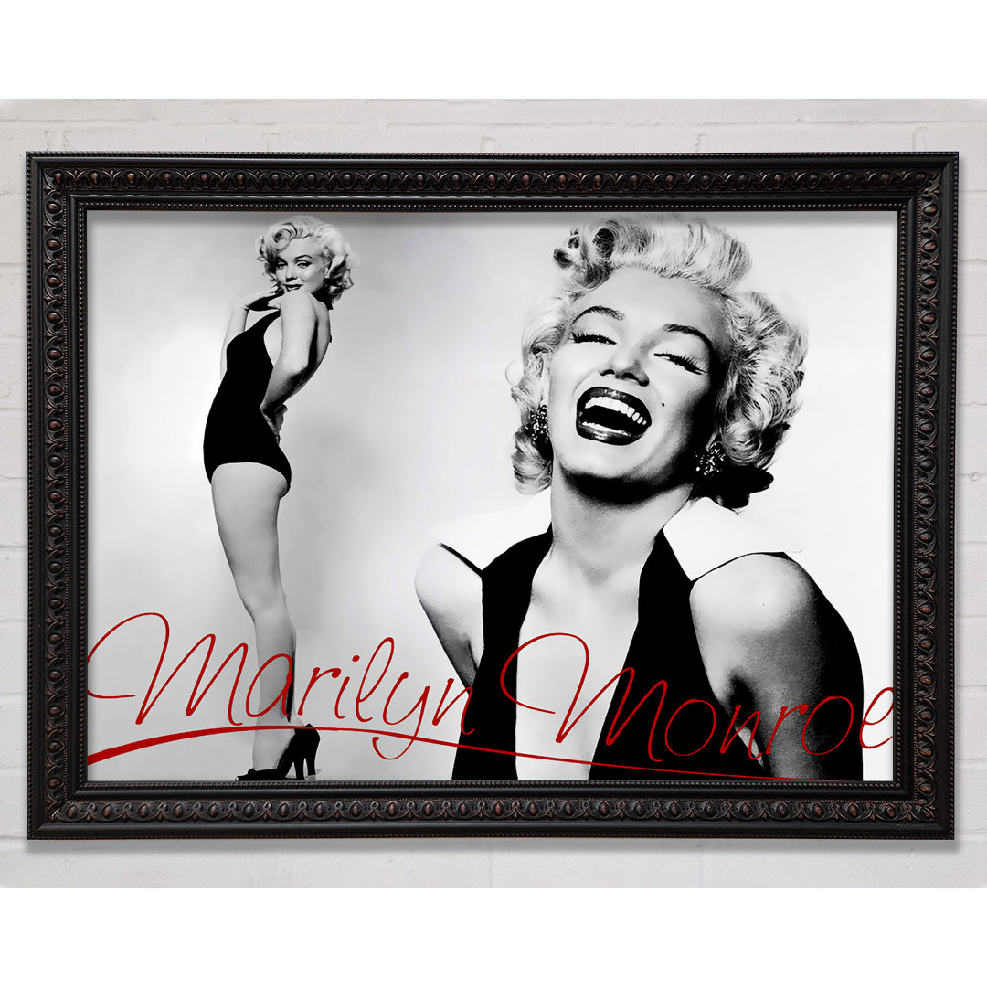 Marilyn Monroe B N W Rot - Einzelner Bilderrahmen Kunstdrucke