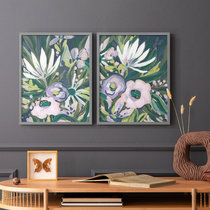 Impression encadrée mauve «Jungle Garden» - prête à être accrochée - aucun clou requis - aucun clou requis, Vert