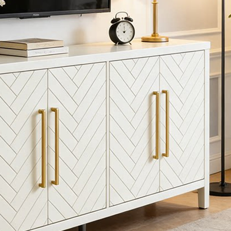 Armoire latérale de style Mid-Century, H 31,5 po x l 55,11 po x P 15,75 po, Crème