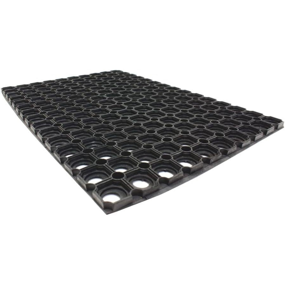 MantraRaj Rubber Ring Heavy Duty Outdoor Entrance Door Mat Honeycomb With Drainage Holes Black