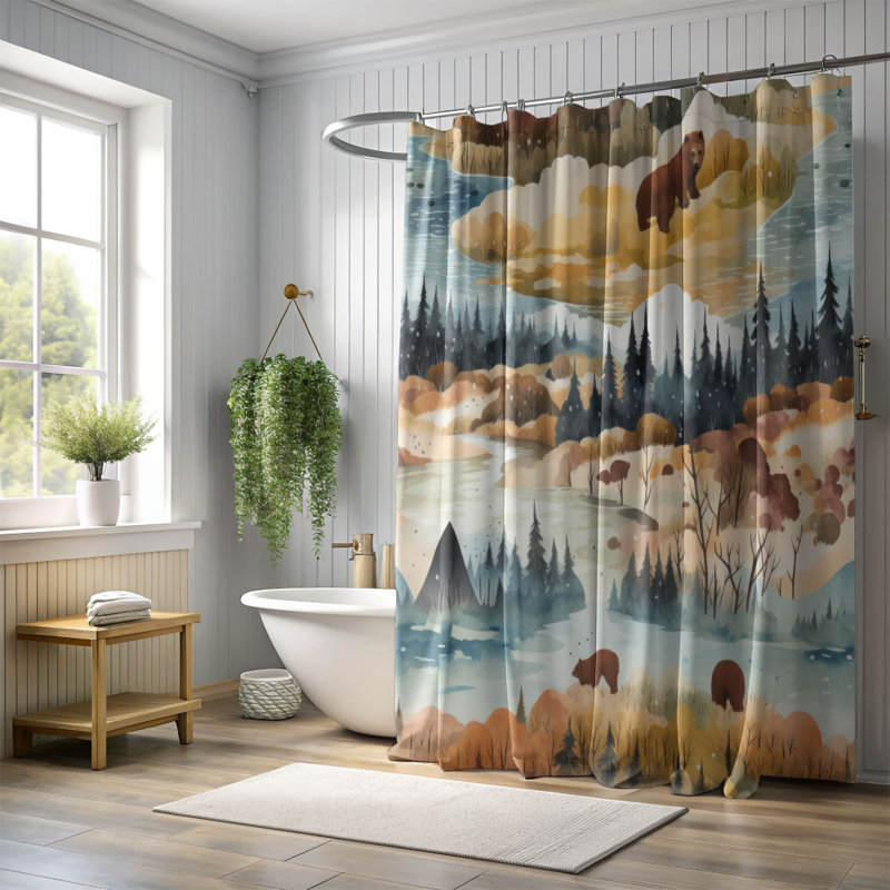 Rideau de douche abstrait Inarah, H 74 po x l 71 po