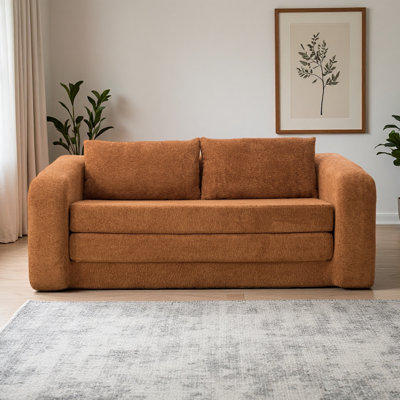 71" 2-In-1 Pull Out Foldable Loveseat Sofa Bed With Armrest & Backrest Pillows, Convertible Chenille Boneless Cloud Floor Mattress Sleeper Lounge Couch For Living Room Bedroom Guestroom Dorm