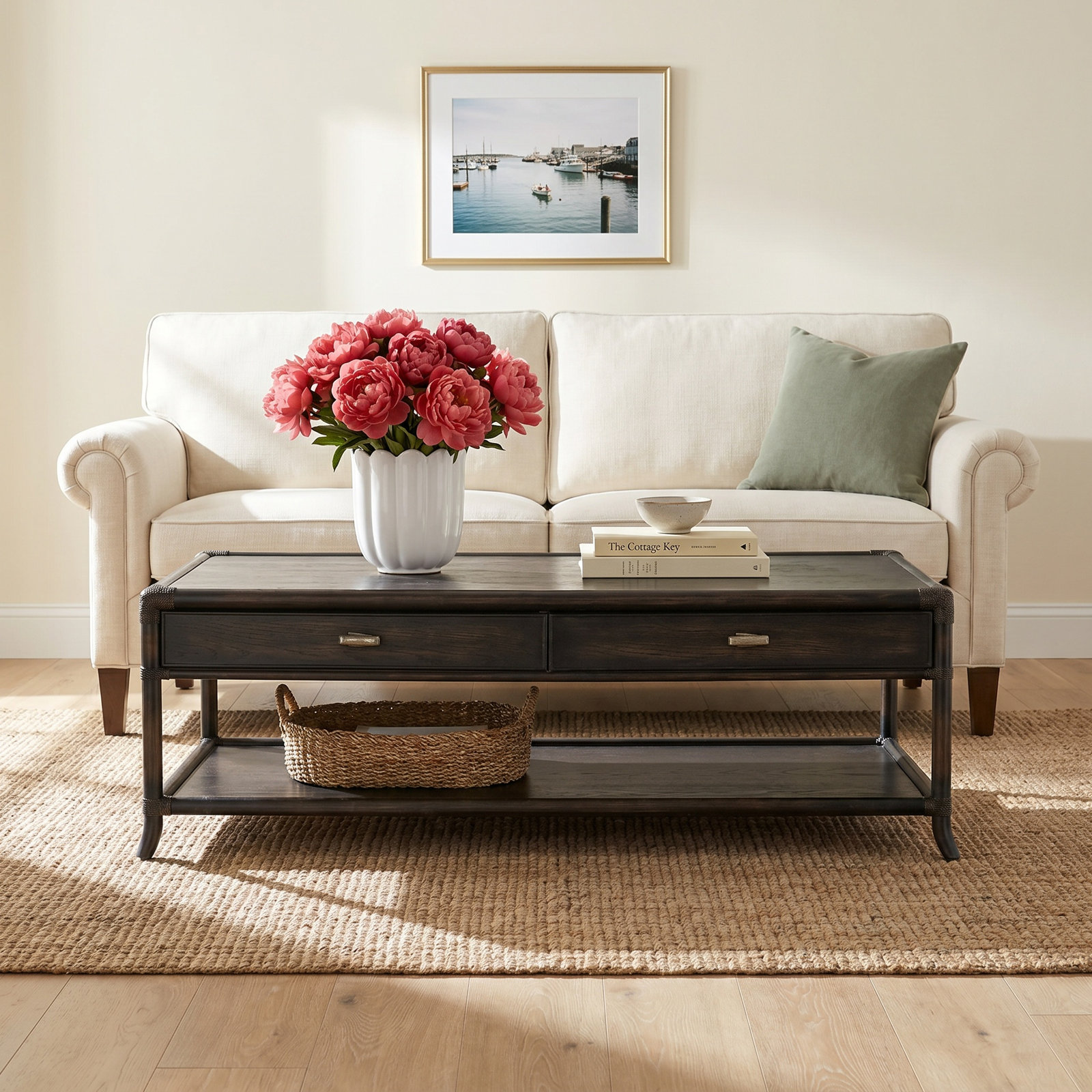 Bellmont Solid Wood Single Coffee Table with Storage, Black Sand