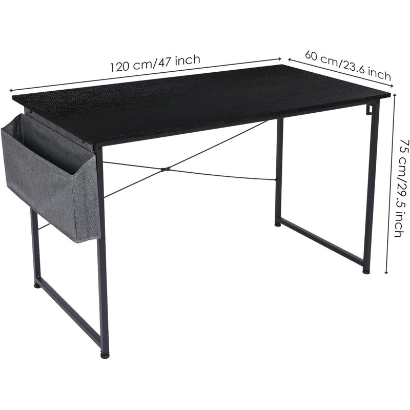 Norvis Solid Wood Top Metal Base Writing Desk