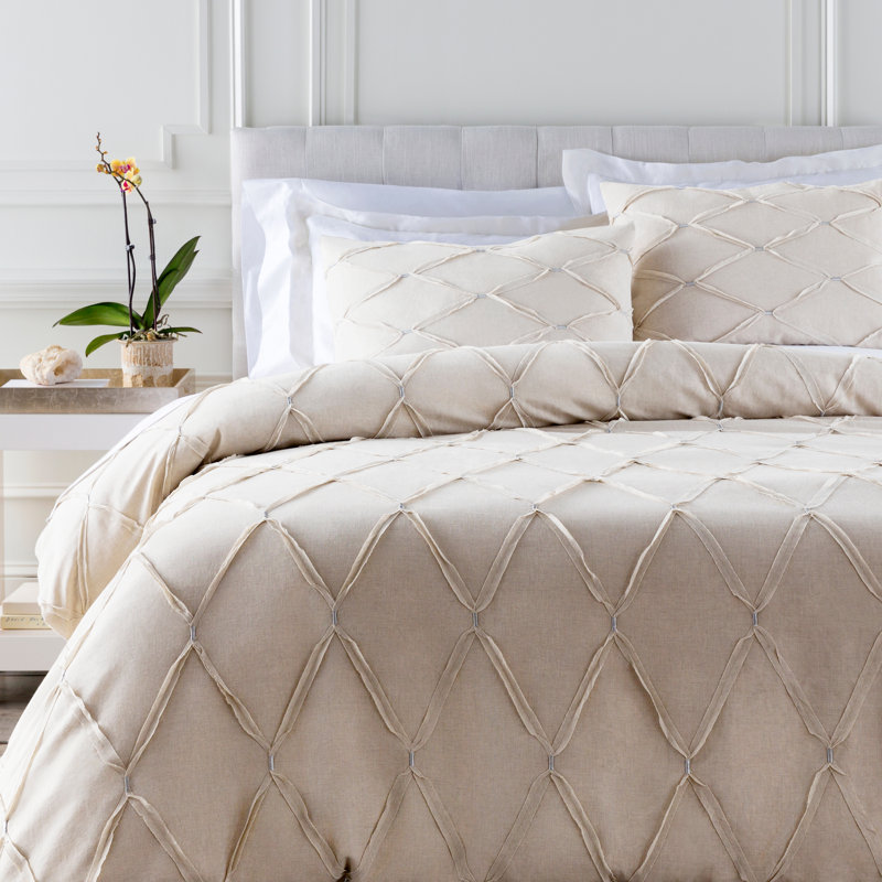Taroob Cotton Blend Duvet Cover, Gray, Full/Queen Duvet Cover + 2 Shams