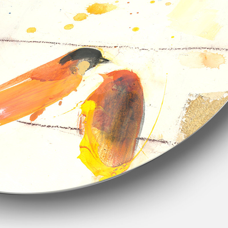 Multicolor Bird Meeting - Reproduction d'art en cercle métallique sur toile, H 11 po x l 11 po