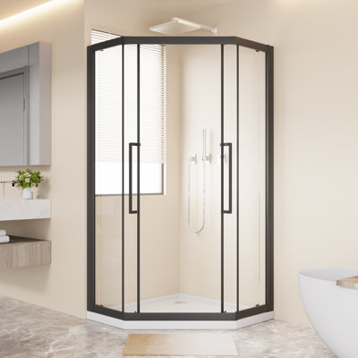 36" W  x 72" H Semi-Frameless Neo-angle Pivot Shower Enclosure