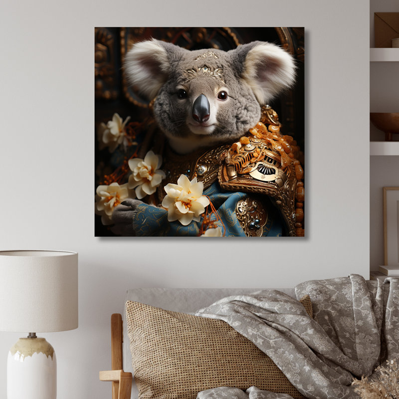 Art mural en métal King Koala Blooms 2 - Koala, H 29 po x l 29 po