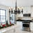 6-Light Matte Black Candle Chandelier, 20.47" French Country Farmhouse Dining Room Light with Adjustable Chain