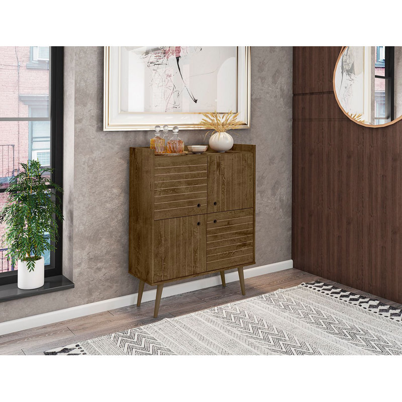 Armoire d'appoint Mid-Century 35 po avec 4 tablettes brun rustique Bogart, Brun rustique