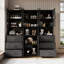Garde-manger 71 po x l 47,2 po avec bibliothèques, rehausse de porte en verre avec tiroir et comptoirs spacieux (AB)-1992654788