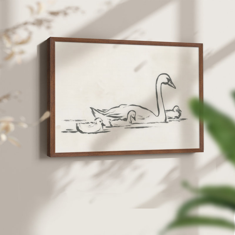 Swan Sketch III -Framed Print - Restickable, Noyer, H 16 po x l 20 po