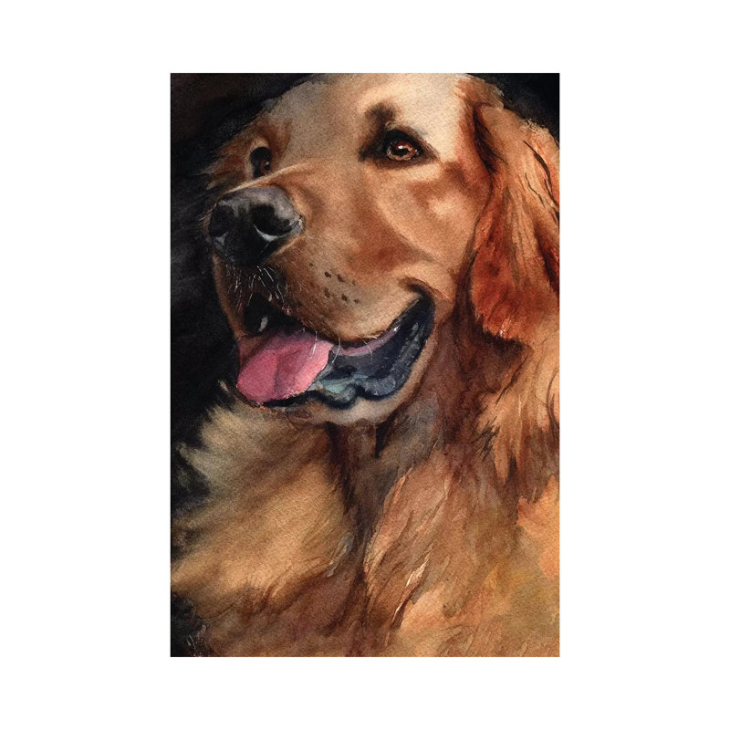 «Golden Retriever Joy» par Rachel Parker - reproduction d'art, Aucun mat, Toile tendue, H 18 po x l 12 po x 1,5 po