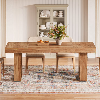 63" Farmhouse Dining Table for 4-6, Rectangular Kitchen Table with Rustic Wood Finish