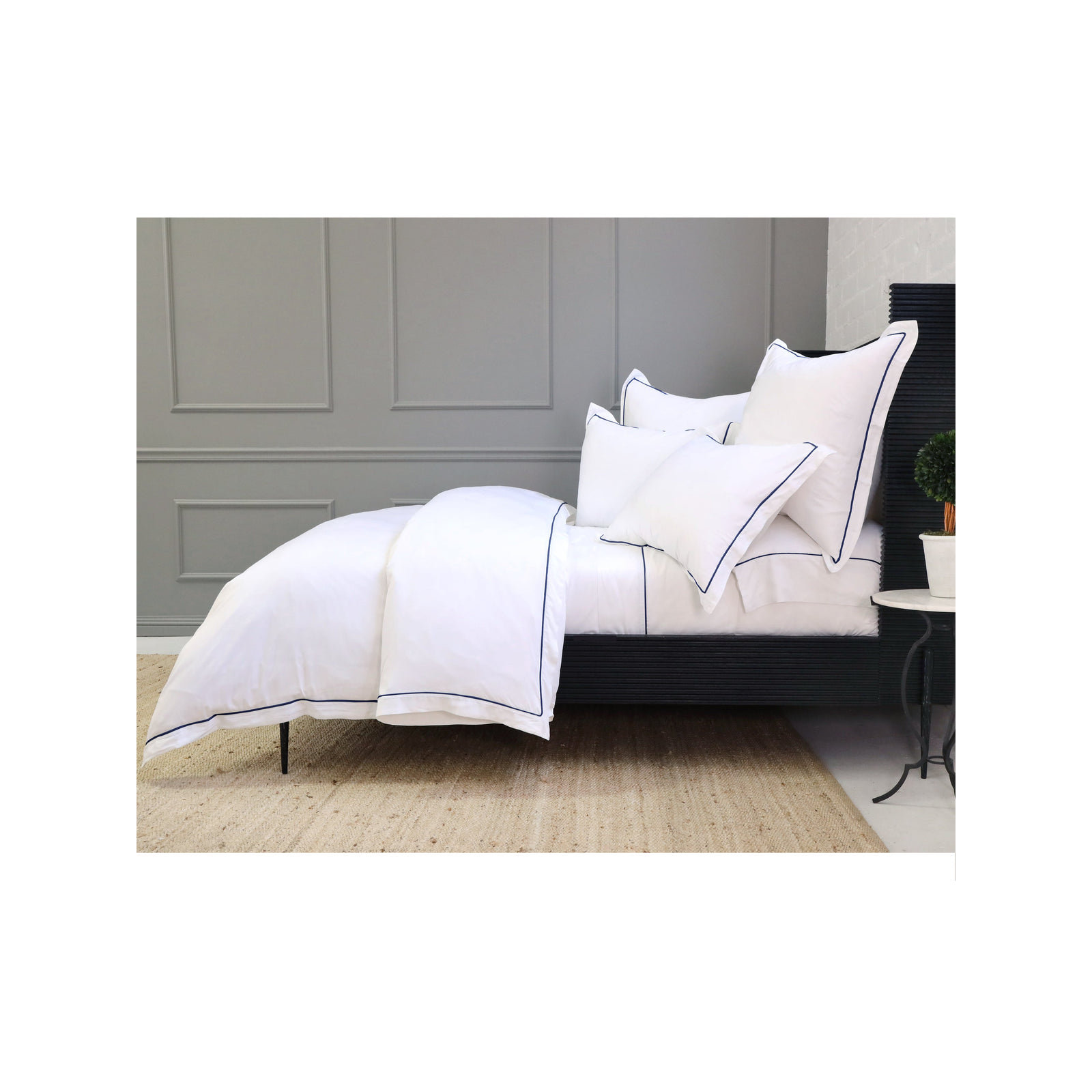 Sheena Rayon From Bamboo Sham Set, White/Navy