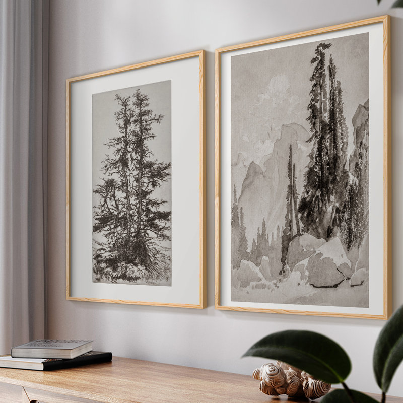 «Vintage Landscape XL», impression giclée sur cadre - ensemble de 2, Naturel, H 23 po x l 58 po