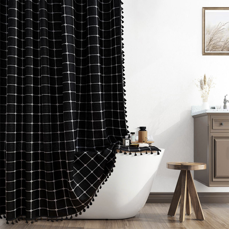 Rideau de douche noir Boho