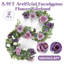 Guirlande en eucalyptus artificiel avec roses mauves et papillons 3D, paquet de 2 vignes en soie artificielle, décoration de voûte de mariage de 5,9 pi-130039949