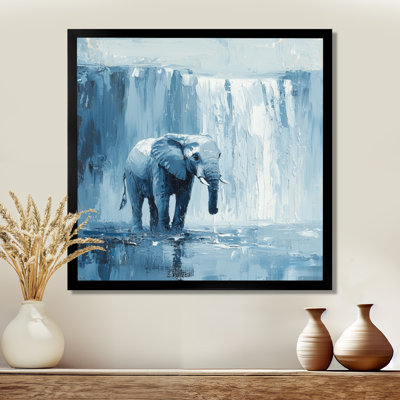 Harbaugh, éléphant monochrome et la chute d'eau II - éléphant, art mural