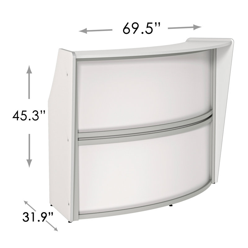 Synthetic Laminate Reception Desk, White, 45"H x 69.5"W x 31.9"D