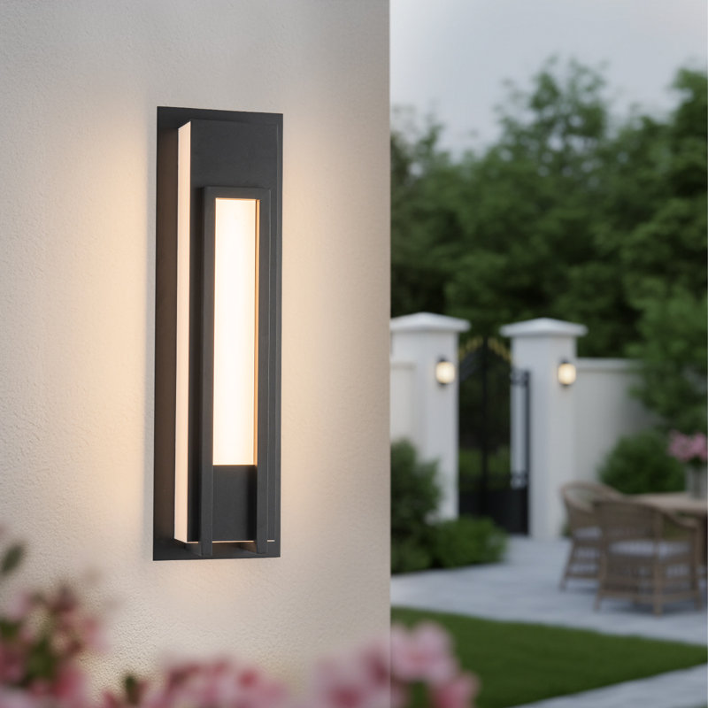 Applique murale extérieure linéaire à DEL dimmable en aluminium noir mat