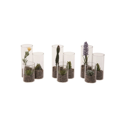  Stone/3-tiered Vase Faux Succulent Set of 3 Spring Home Decorations