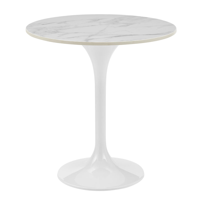 Table d'appoint Flow avec plateau en céramique blanche ultrabrillante et base ultrabrillante, Blanc