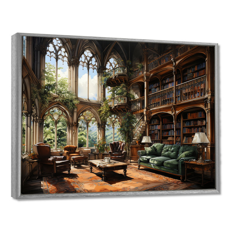 Art contemporain, bibliothèques, Haven I, 12" H x 20" W, Encadrement argenté