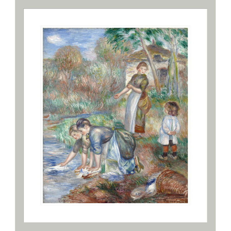 «Washerwomen» Pierre-Auguste Renoir - Impression giclée encadrée, 27,06 po H x 23,5 po L