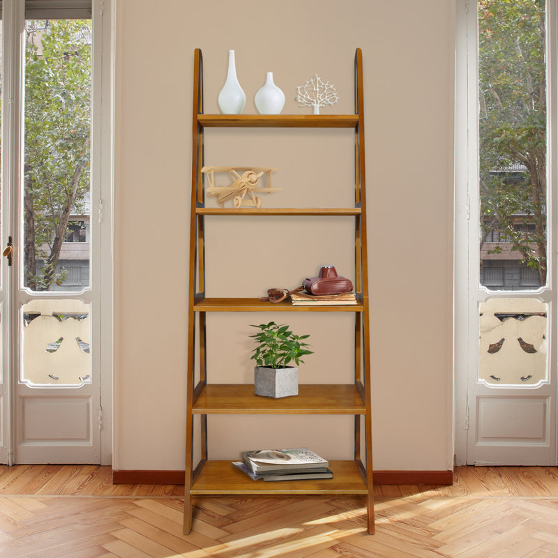 Bibliothèque échelle en bois massif H 72,5 "x l 25,25" Natrona, Chestnut