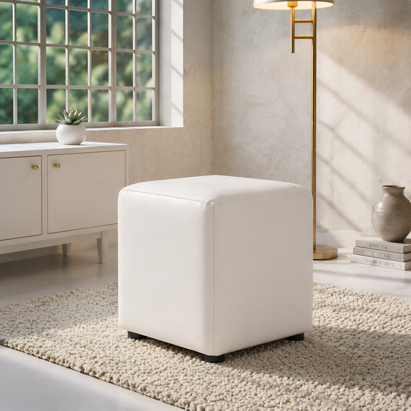 Faux Leather Cube Seating, Snow White