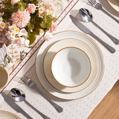 Stoneware 12-Piece Handcrafted Dinnerware Set, Service for 4