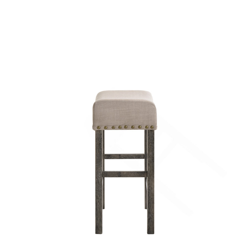 Tabouret à hauteur de comptoir Martha II en lin brun clair et gris vieilli (ensemble de 2)