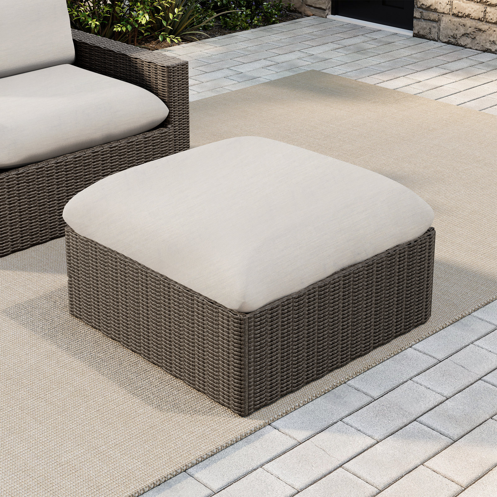 Pippa Wicker Patio Ottoman