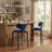 Upholstered Counter Stool with Metal Legs-120358057