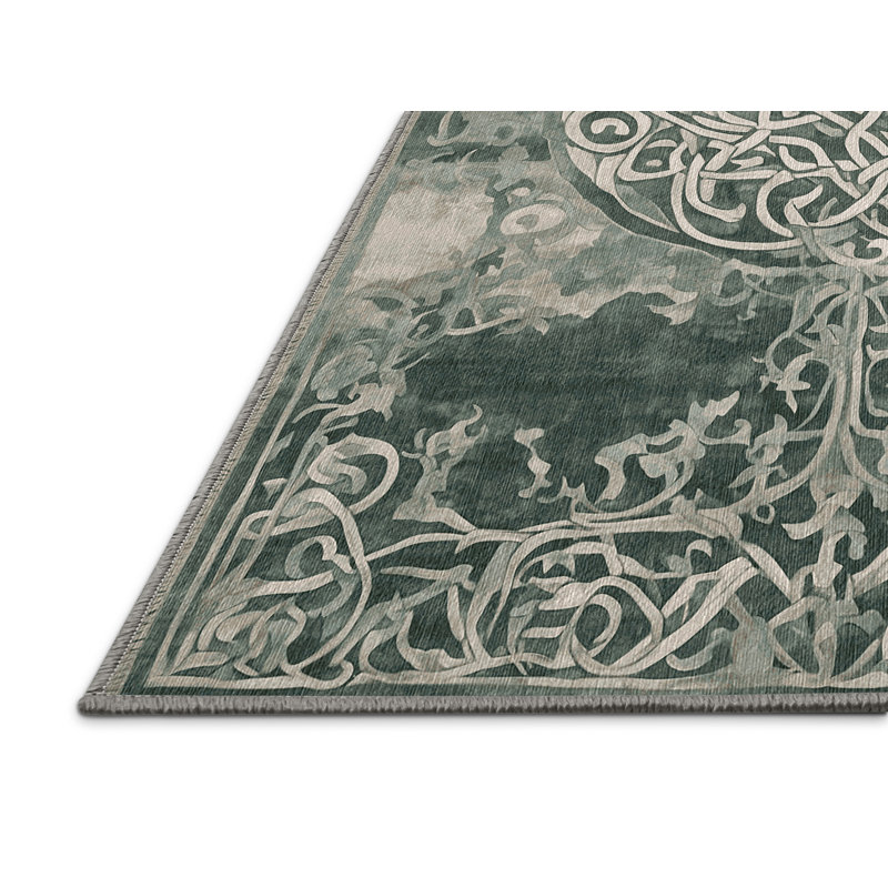 Tapis brun lavable à la machine, Rond 3 pi