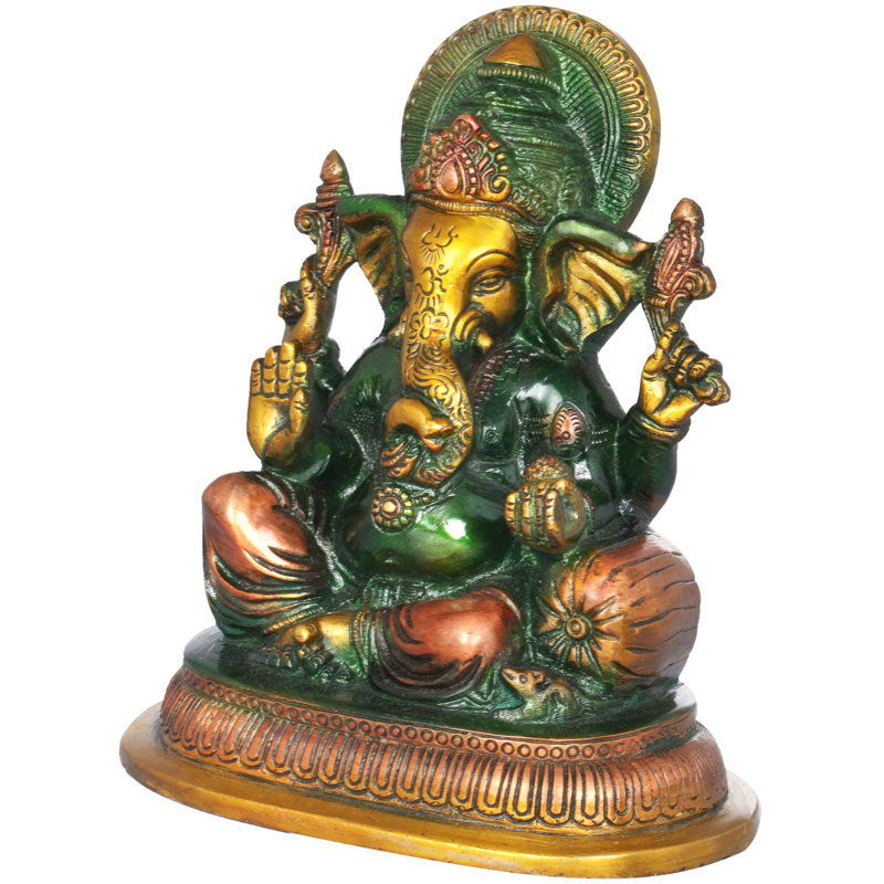 Figurine Ashirwad Ganesha, Vert / or