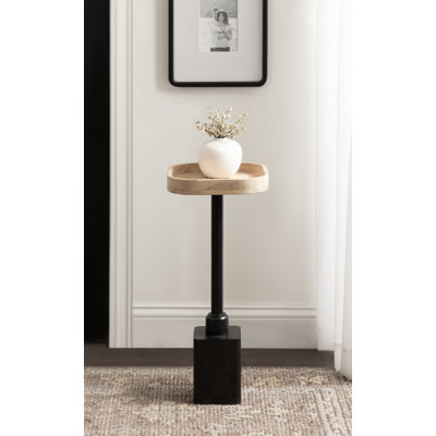 Woodrow Modern Mango Wood Rounded Square Drink Table by 17 Stories