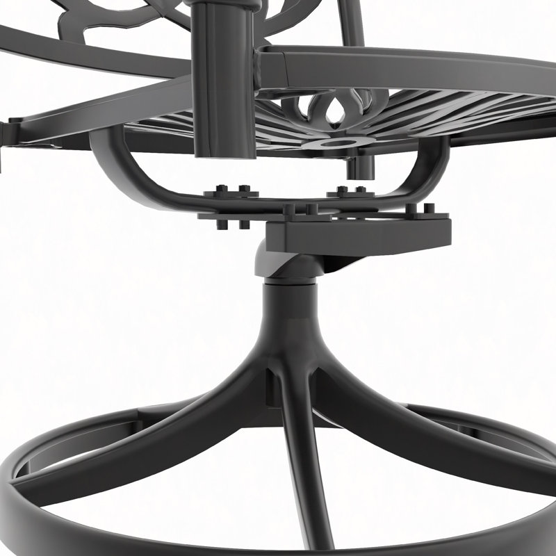 Ensemble de salle à manger 5 pièces en aluminium coulé résistant aux intempéries, comprenant 4 chaises pivotantes et une table ronde de 48,03 po avec cadre