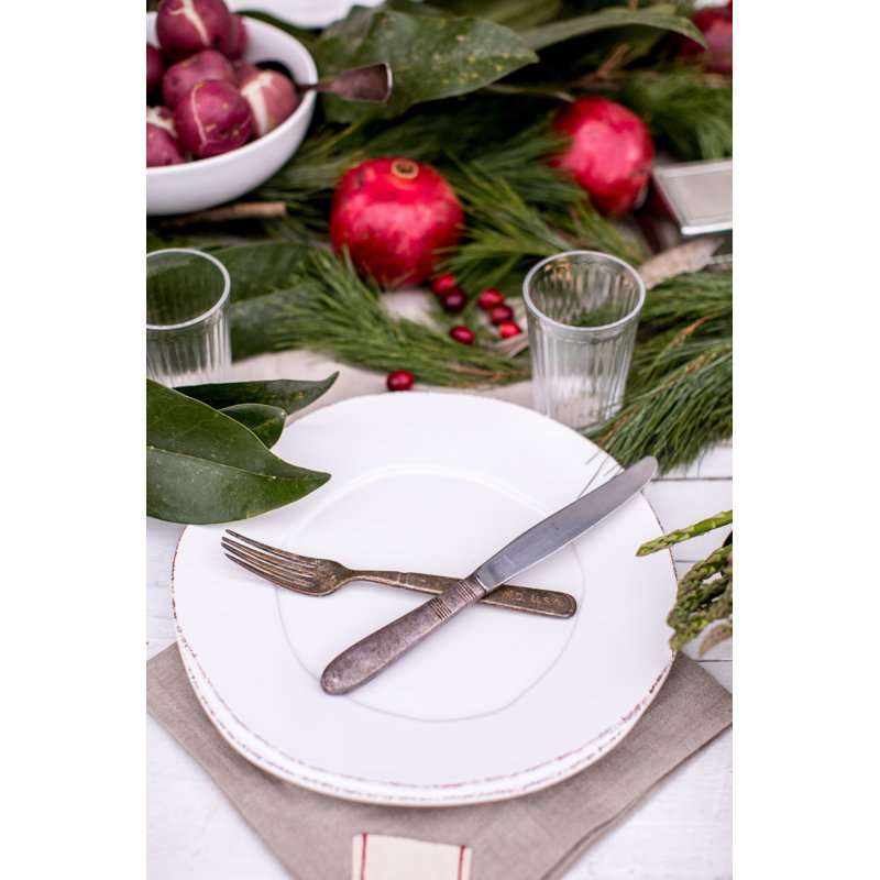 Lastra Handmade Italian Stoneware Dinner Plate, White