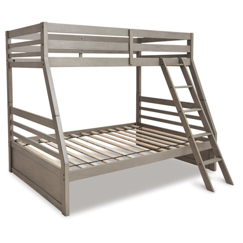 Light Gray Full/Double Wood Frame Bed with Drawer
