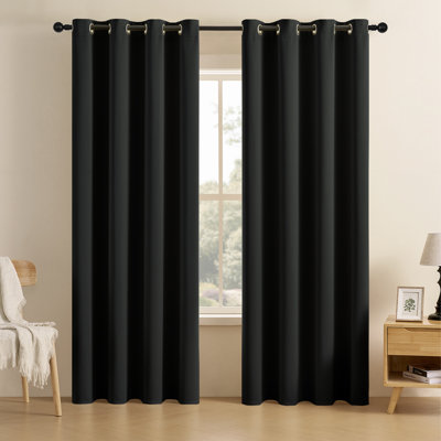 Ensemble de rideaux obscurcissant occultant à œillets avec œillets, ensemble de rideaux en polyester isolant uni, 2 panneaux