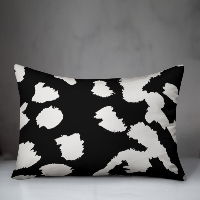 Animal Print Outdoor Reversible Throw Pillow, Black/White, 14" H x 20" W