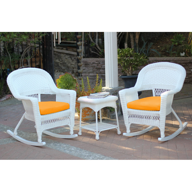 Starner 2 - Person Patio Conversation Set with Cushions, White, Brown