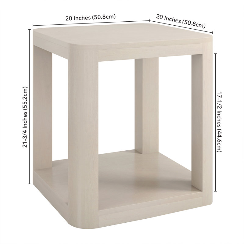 Sophiaisabelle 20" Wide Square Side Table in Alder, White