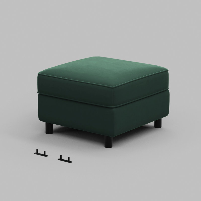 Velvet Fabric Ottoman For Modular Sofa, Green Velvet